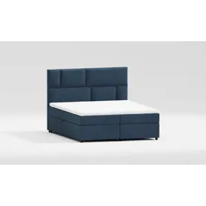 Tmavě modrá boxspring postel s úložným prostorem 200x200 cm Lola – Ropez