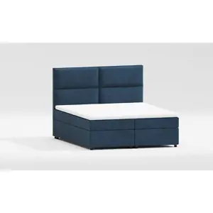 Tmavě modrá boxspring postel s úložným prostorem 200x200 cm Rico – Ropez
