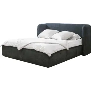 Produkt Tmavě modrá čalouněná dvoulůžková postel s úložným prostorem s roštem 180x200 cm Louise – Bobochic Paris