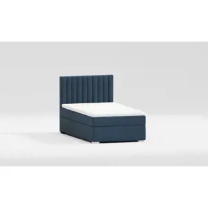 Produkt Tmavě modrá čalouněná jednolůžková postel s úložným prostorem s roštem 100x200 cm Bunny – Ropez