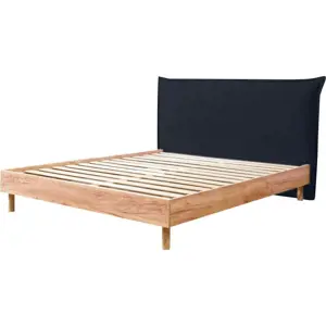 Produkt Tmavě modrá/přírodní dvoulůžková postel s roštem 160x200 cm Charlie – Bobochic Paris