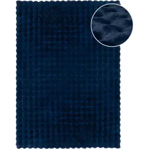 Tmavě modrá syntetická kožešina 120x170 cm Waffle Faux Fur – Flair Rugs