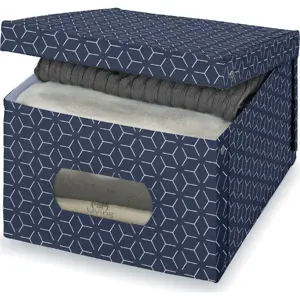 Produkt Tmavě modrý úložný box Domopak Metrik Large, 50 x 39 cm