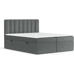 Produkt Tmavě šedá boxspring postel s úložným prostorem 140x200 cm Novento – Maison de Rêve