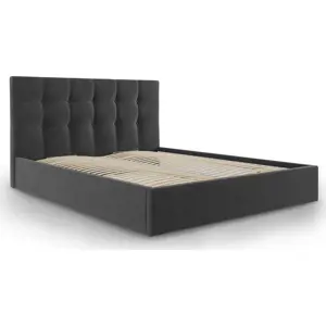 Produkt Tmavě šedá čalouněná dvoulůžková postel s úložným prostorem s roštem 160x200 cm Nerin – Mazzini Beds