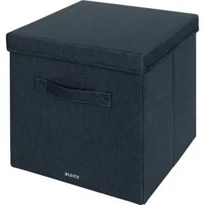 Tmavě šedé látkové úložné boxy v sadě 2 ks s víkem 33x38x32.5 cm – Leitz