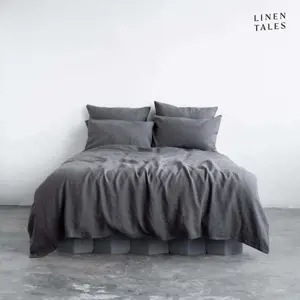 Produkt Tmavě šedé lněné povlečení na jednolůžko 135x200 cm – Linen Tales