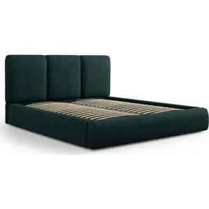 Tmavě zelená čalouněná dvoulůžková postel s úložným prostorem s roštem 180x200 cm Brody – Mazzini Beds