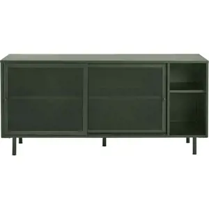 Produkt Tmavě zelená kovová nízká komoda s posuvnými dveřmi 160x75 cm Veep – Unique Furniture