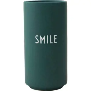 Produkt Tmavě zelená porcelánová váza Design Letters Smile, výška 11 cm