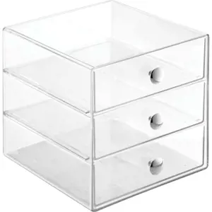 Transparentní úložný box se 3 šuplíky iDesign Original, výška 16,5  cm