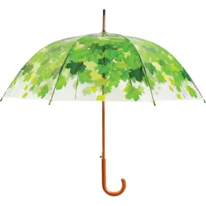 Produkt Transparentní větruodolný holový deštník se zelenými detaily Esschert Design Ambiance Birdcage Leaf, ⌀ 92,5 cm