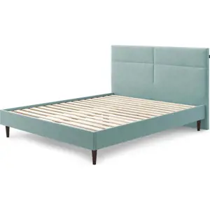 Produkt Tyrkysová čalouněná dvoulůžková postel s roštem 180x200 cm Elyna – Bobochic Paris