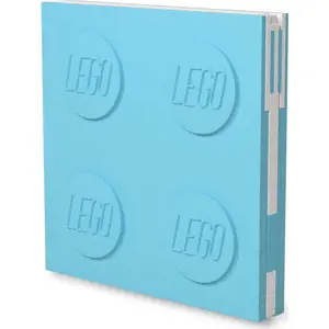 Tyrkysový čtvercový zápisník s gelovým perem LEGO®, 15,9 x 15,9 cm