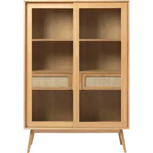 Produkt Vitrína v dekoru dubu s posuvnými dveřmi v přírodní barvě 110x160 cm Barrali – Unique Furniture