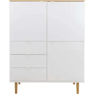 Vysoká komoda v dekoru dubu v bílo-přírodní barvě 109x137 cm Skagen – Tenzo