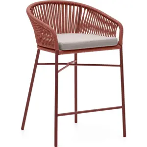 Produkt Zahradní barová židle s výpletem v barvě terakota Kave Home Yanet, výška 85 cm