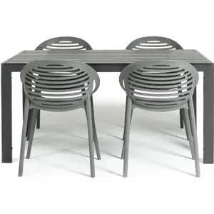 Produkt Zahradní jídelní set pro 4 osoby s šedou židlí Joanna a stolem Viking, 90 x 150 cm