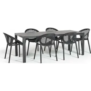 Produkt Zahradní jídelní set pro 6 osob s černou židlí Joanna a stolem Viking, 90 x 205 cm
