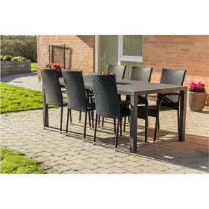 Produkt Zahradní jídelní set pro 6 osob s černou židlí Paris a stolem Viking, 90 x 205 cm