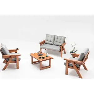 Produkt Zahradní lounge set z borovicového dřeva v šedo-přírodní barvě pro 5 Abant – Floriane Garden