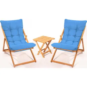 Produkt Zahradní lounge set z bukového dřeva v modro-přírodní barvě pro 2 – Floriane Garden
