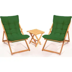 Produkt Zahradní lounge set z bukového dřeva v zeleno-přírodní barvě pro 2 – Floriane Garden