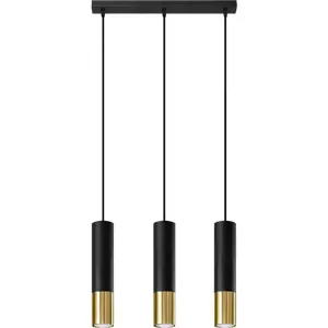 Produkt Závěsné svítidlo s kovovým stínidlem v černo-zlaté barvě 45x6 cm Longbot - Nice Lamps