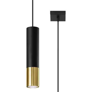 Produkt Závěsné svítidlo s kovovým stínidlem v černo-zlaté barvě 8x8 cm Longbot - Nice Lamps