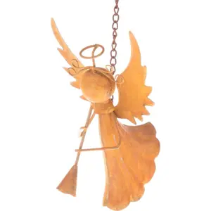 Produkt Závěsný oranžový kovový anděl Dakls, výška 10,5 cm