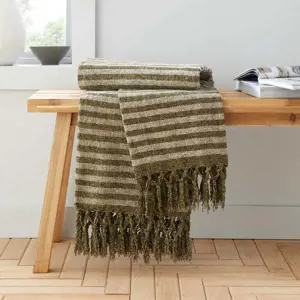 Produkt Zelená sametová deka 130x170 cm Stripe Chenille – Catherine Lansfield