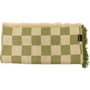 Zeleno-béžový přehoz na dvoulůžko 240x240 cm Green Checkerboard – Really Nice Things