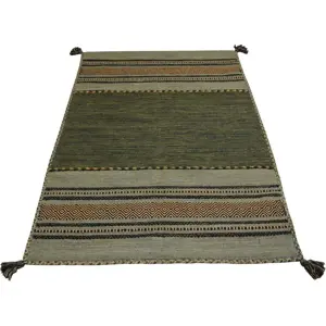 Produkt Zeleno-hnědý bavlněný koberec Webtappeti Antique Kilim, 160 x 230 cm