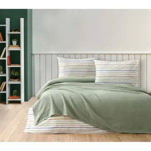 Produkt Zelený bavlněný set přehozu, prostěradla a povlaků na polštář 200x240 cm Karina – Mijolnir
