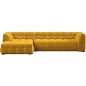 Produkt Žlutá sametová rohová pohovka Windsor & Co Sofas Vesta, levý roh