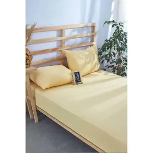 Produkt Žluté napínací bavlněné prostěradlo a povlak na polštář v sadě 180x200 cm – Mila Home