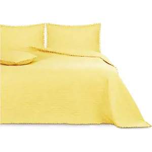 Žlutý přehoz na postel AmeliaHome Meadore, 200 x 220 cm
