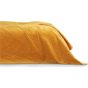 Žlutý přehoz přes postel AmeliaHome Laila Honey, 260 x 240 cm