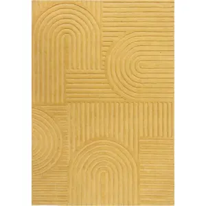 Žlutý vlněný koberec Flair Rugs Zen Garden, 120 x 170 cm